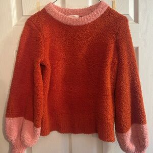 LC Lauren Conrad Red and Pink Crew Neck Sweater